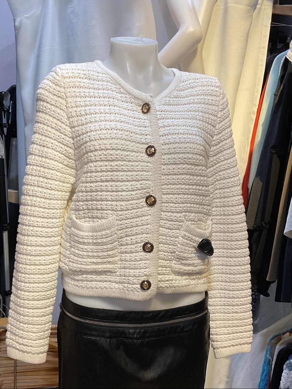 We’re all Pretty Girls Cropped Cream Knit Button-Front Cardigan
